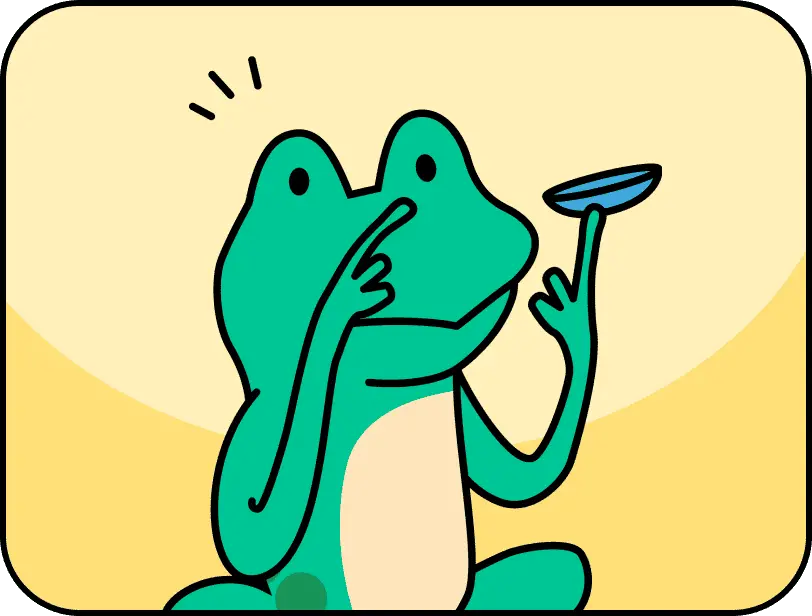コンタクトレンズをさすカエル